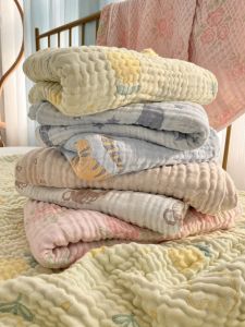 Super Soft Absorbent Baby Six Layers Pure Cotton Bamboo Fiber Jacquard Gauze Jelly Sense Soft Bath Towel Cover Blanket Bamboo Cotton Gauze