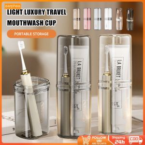 Portable Travel Soap Case Toothbrush Wash Cup Transparent Rinse Toothpaste Box Soap Holder Waterproof Soap Storage Lid Mouthwash Cup Sealed Wash Set Organizer earphea