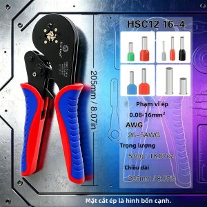 Dụng Cụ Bấm Cos HSC12 16-6 Tự Điều Chỉnh Kìm Bấm Cos Ratchet Chuyên Nghiệp Thép Carbon Chịu Lực Cao Dùng Cho Đầu Cos VE