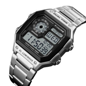 Synoke | Men Military Sport Wrist Watch Stainless Steel 5BAR Waterproof Watches Mens Digital Square Screen Relogio Masculino