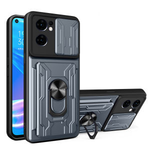 Shockproof 360° Ring Bracket Magnetic Phone Case for OPPO Reno 10 8 7 6 5 8T Pro Plus 4g 5g Find X5 X3 Lite with Card Slot Cover