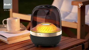 Bts.Shop BTS-2447 Black Glass Body Stereo Sound Bass Enhanced Bluetooth speaker