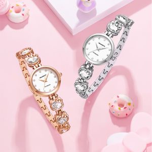 (With Box/25mm)100% Authentic Sanrio Hello Kitty Watch for Girls Stainless Steel Strap Quartz Watch Waterproof Shockproof hellokitty Birthday Gift Middle School Students Watch 2181