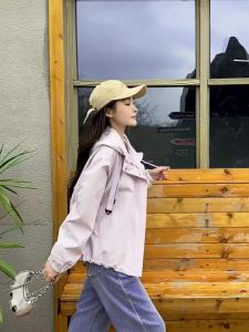 YEZATIIO | Áo Khoác Nữ Ngắn Phong Cách Thường Màu Tím