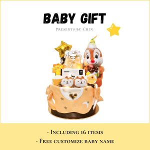 Newborn Baby Gift Baby Presents Baby Boy Baby Girl Newborn Cuddle Toys Hamper Diaper Cake 2-tier Hadiah Bayi Lelaki Comel 宝宝礼物礼篮满月