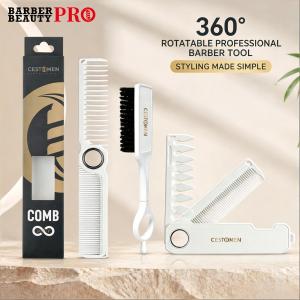 other | 1Pcs Professional 360° Rotating Barber Cutting Comb Double Sided Folding Comb Portable Fade Brush Men Hair Grooming Styling