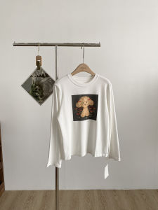 Sweet Korean Style Long Sleeve T-Shirt Casual Loose Womens Fashionable Print Top for Commuting Autumn 2025 Polyester Fiber