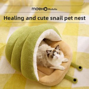 MONLEYTA | Thickened Semi-Closed Cat Bed Winter Warm Slippers For Kittens Cat Nest Windproof All-Season Use Cat Mat By MONLEYTA