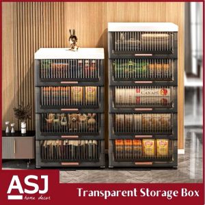 ASJ_Multi Functional Transparent Large Capacity Storage Box Cabinet Drawer Design with wheels – 3 to 5 tier available