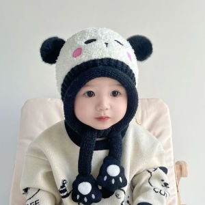 Baby Knitted Ear Protection Hat Autumn Winter New Style Cute Knit Headwear Windproof Warm Overhead Cap for Boys And Girls