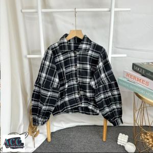 CROP TOP WANITA BATWING KOREAN STYLE ATASAN CROP TOP KANCING SEMIWOLL TANGAN PANJANG KEKINIAN