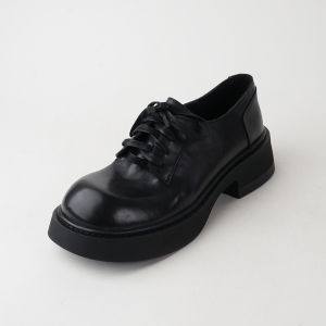 British Style round Toe Deep Mouth Single Shoes Womens Fashion Thick Bottom Leather Shoes Comfortable Casual Footwear