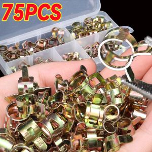 75PCS Car Truck Spring Clips Fuel Oil Water Hose Clip Pipe Tube Clamp Auto Fastener Assortment Kit for Motorcycle Scooter 6/7/8/9/10mm
