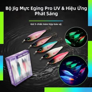 iLure | 5 Mồi Câu Mực Phát Sáng UV 5g Mồi Câu Mực Có Tiếng Kêu Với Móc Đôi Dành Cho Câu Cá Đêm Nước Mặn