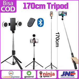Bluetooth Selfie Stick Tripod Dengan Remote Control 1.7 M Dan 2LED Panjang Ponsel Tripod Nirkabel Bluetooth Selfie Stick Handheld Tongsis 170cm