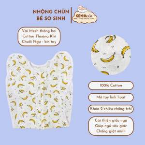 Nhộng chũn cho bé sơ sinh ngủ ngon sâu giấc chống giật mình - Nhộng ngủ vải Mesh thông hơi kín tay truyền thống