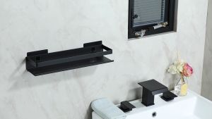 YT Aluminum Bathroom Storage Rack Wall Mounted Shampoo Rack Waterproof Rustproof Sticker Installation