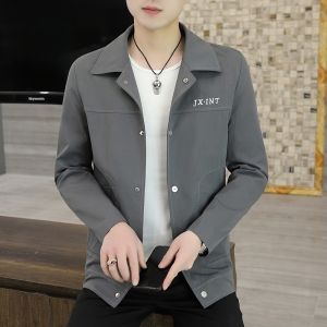 ROMON | แจ็คเก็ตผู้ชาย Romon ทรงปกติ ป้องกันลม ปกคอกลม แขนยาว ทรงหลวม แจ็คเก็ตสั้น แจ็คเก็ตแบบลำลอง ฤดูใบไม้ผลิและฤดูใบไม้ร่วง