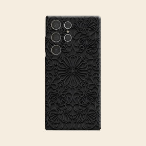 BILIBILI | Black Relief Floral Luxury Fashion Full Lens Protective Case for Samsung Galaxy S26 S25 S24 A56 A36 Plus Ultra