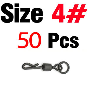 MNFT 50Pcs Carp Fishing Flexi Ring Swivel Big Eye Ring With 4# 6# 7# Long Body Q-Shap Quick Change Swivels Matte Black Connector