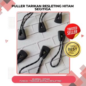 (10 PCS) PULLER TARIKAN RESLETING TAS HITAM - MODEL SEGITIGA