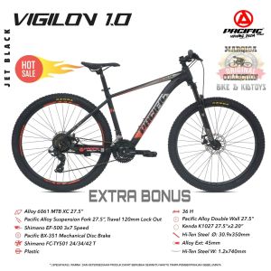 Sepeda Gunung 275 MTB Pacific Vigilon 1.0 Alloy 3x7 Speed Cakram Disc Brake Bonus Murah Terbaru