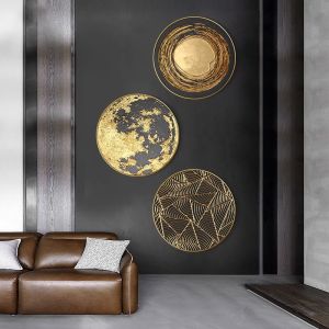 Luxurious Abstract Entrance Decorative Artwork round Hotel Model Room Wall Painting High-end Club Corridor Decoration Canvas