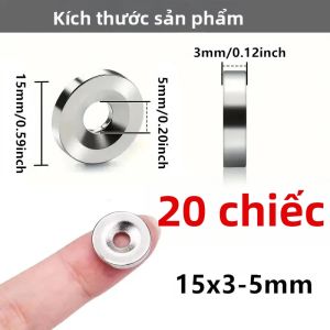 10/20/30/50 Cái 15x3mm Lỗ Chìm Đĩa Tròn Nam Châm Tủ Lạnh Chân Đế Từ Tính Mạnh Cho DIY Bảng Trắng Thủ Công Lưu Trữ Tại Nhà Bạc