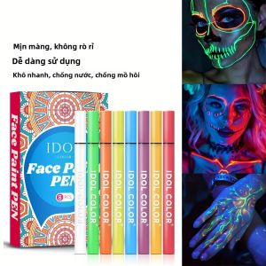 Bộ Vẽ Mặt Và Body Phát Sáng Trong Bóng Tối 8 Món IDOL COLOR Dành Cho Người Lớn Bộ Trang Điểm Nghệ Thuật Body Phát Sáng Dưới Ánh Đèn Đen