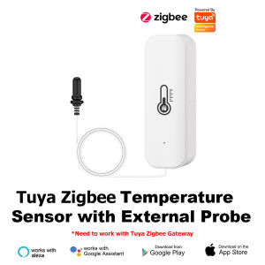 Tuya Zigbee Thermometer Hygrometer for Indoor/Outdoor Use APP Remote Room Climate Viewing Supports Alexa Google Voice Assistant