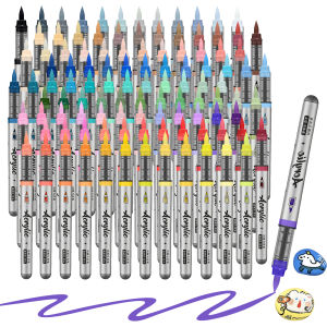 Acrylic Paint Markers 12 pcs Brush Tip Acrylic Paint Pens Set with 9 Professional Color Series for DIY & Art Supplies