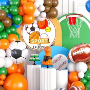 108Pcs A set of sports themed football basketball baseball rugby foil balloon set birthday party graduation party decoration