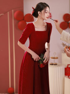 ชุดราตรียาวสีแดงหรูหราไซส์ใหญ่ ชุดเจ้าสาว ชุดแต่งงาน ชุดราตรี ชุดทำงาน ชุดงานปาร์ตี้ ชุดงานเลี้ยง