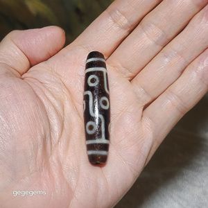 58mm Aged Tibetan Agate dark brown translucent 9 Eyes Dzi (Free necklace cord) [Natural Crystal]