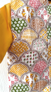 yellow with handblock print jacket kurta set-Readystock in Sg-Boys ethnic wear