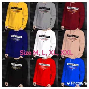 Bisa COD Sweater Keren Kaos Pria Distro Crewneck Trendy Sweatshirt Elegan Respect The Other Kekinian