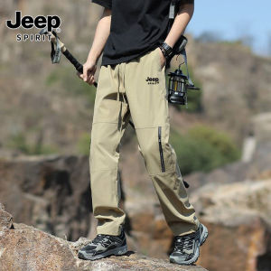 JEEP SPIRIT กางเกงทำงานสไตล์อเมริกันผู้ชายกางเกงสามมิติเอวขอบหลวมฤดูใบไม้ร่วงปีนเขากลางแจ้งกางเกงกีฬากางเกงลำลอง