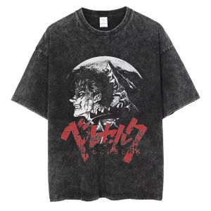 Bandai | Men T-Shirts Washed Vintage Harajuku T-shirt Anime Graphic Print T Shirt Streetwear Cotton Loose Short Sleeve Tshirt