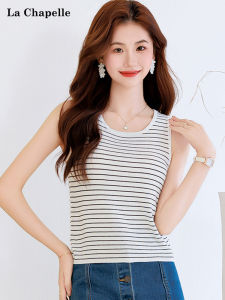 La Chapelle Commuter Fashion Slim Fit Striped round Neck Strap Vest Top Womens Summer Casual Wear Polyester Blend Fiber