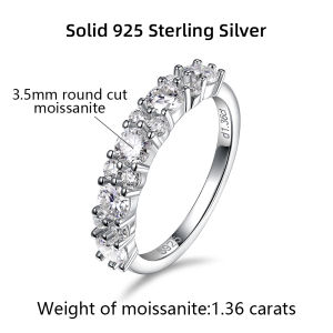 APIR Half Eternal Moissanite Ring 925 Sterling Silver for Women Wedding Anniversary Rings VVS1 Diamond Band Bridal Jewelry Gift