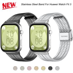 New Stainless Steel Band For Huawei Watch Fit 3 Metal Flexible Mesh Women Men Bracelet Strap Loop For Huawei Fit 3 Replacement