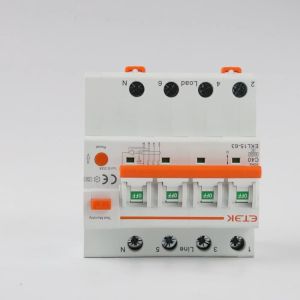 ETEK RCBO 2P 4P Type B 40A พร้อมระบบป้องกันกระแสเกิน EKL15-63B