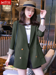 Loose Fit Green Suit Jacket Womens Casual Style Spring Autumn New Arrival plus Size Short Stature Western Style Top