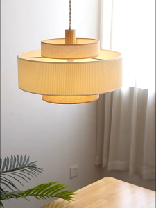 Japanese Wabi-Sabi Style Fabric Pendant Light Retro Dining Light Minimalist Kitchen Bar Counter Chandelier Ceiling Lights Bedroom/Lliving Room Chandelier Creative Cafe Decorative Hanging Light Lampu Gantung 吊灯