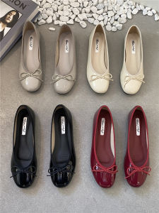Comfortable Flat Ballet Dance Shoes Korean Style Patent Leather Red Bean Bean Shoes Soft Bottom Boat Shoes for Women