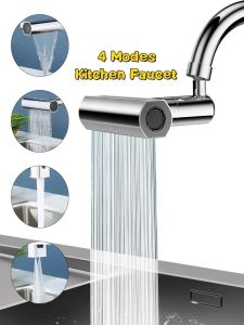 4 In 1 Waterfall Kitchen Faucets Kitchen Sink Faucet with Universal Swivel Shower Head Splash Proof 360 Degree Rotation Tap