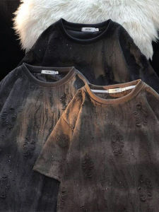 Mens T-shirt Summer New American Trend Breakthrough Design Sensation All-Over Rhinestone Short Sleeve Loose Fit round Neck