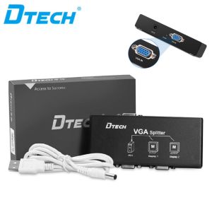 Dtech Vga Splitter 1 To 2 Video Distribution Box DF2502 1 PC to 2 Monitor Signal Copy 250mhz