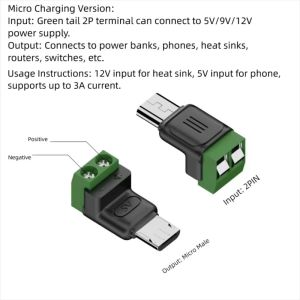 4Pcs Type C Male to 2 Pin Screw Terminal Adapter 5V Solderless Connector for Charging Toy Mobile Devices Small Appliances Repair