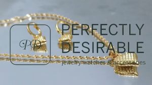 18K Gold Small Heart Necklace And Earrings Set. Diamond Style High Quality Non tarnished.